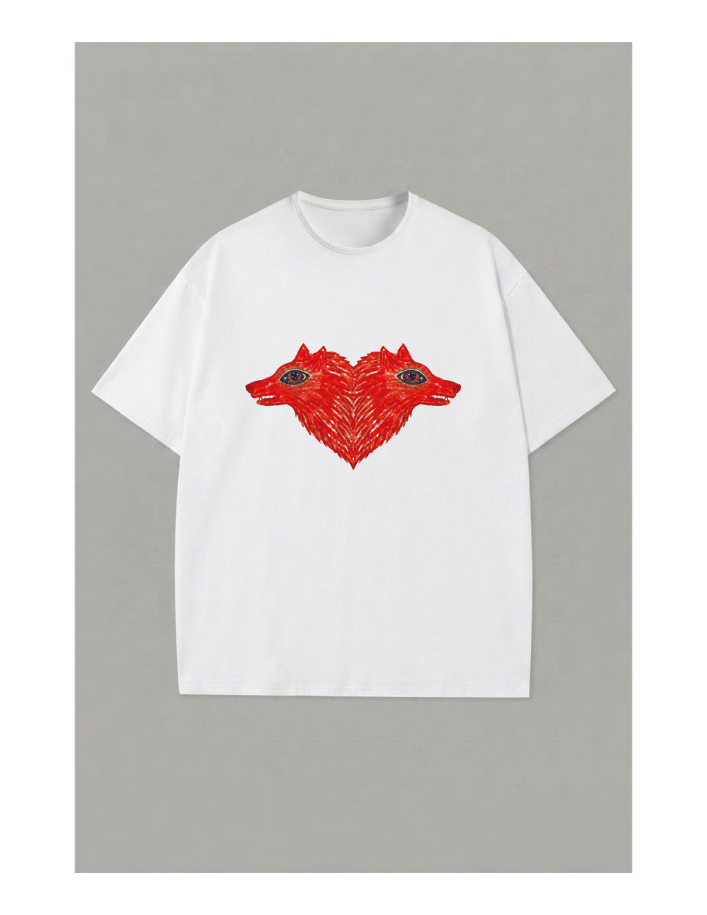 Camiseta Corazón Lobo Frontal - Blanca