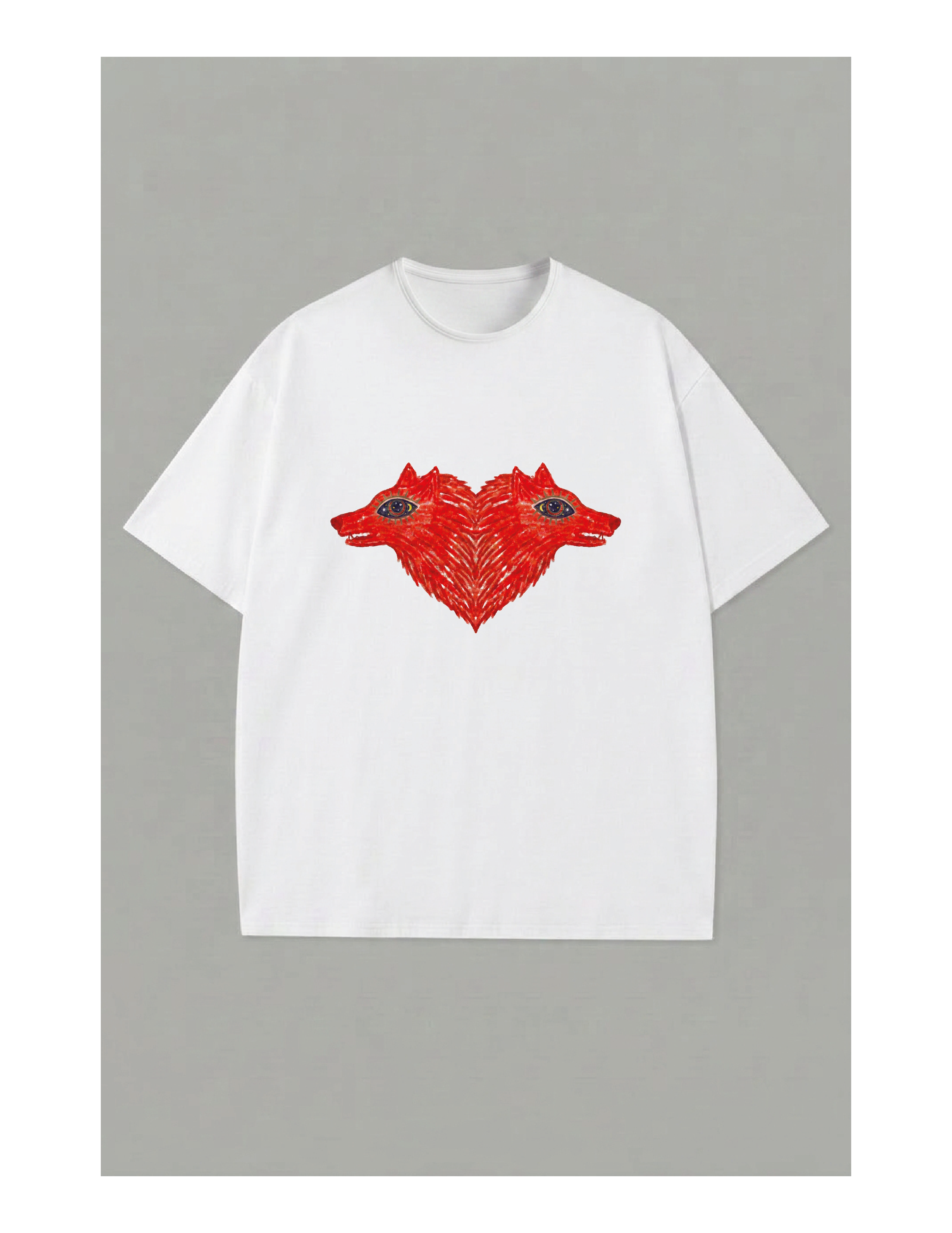 Camiseta Corazón Lobo Frontal - Blanca