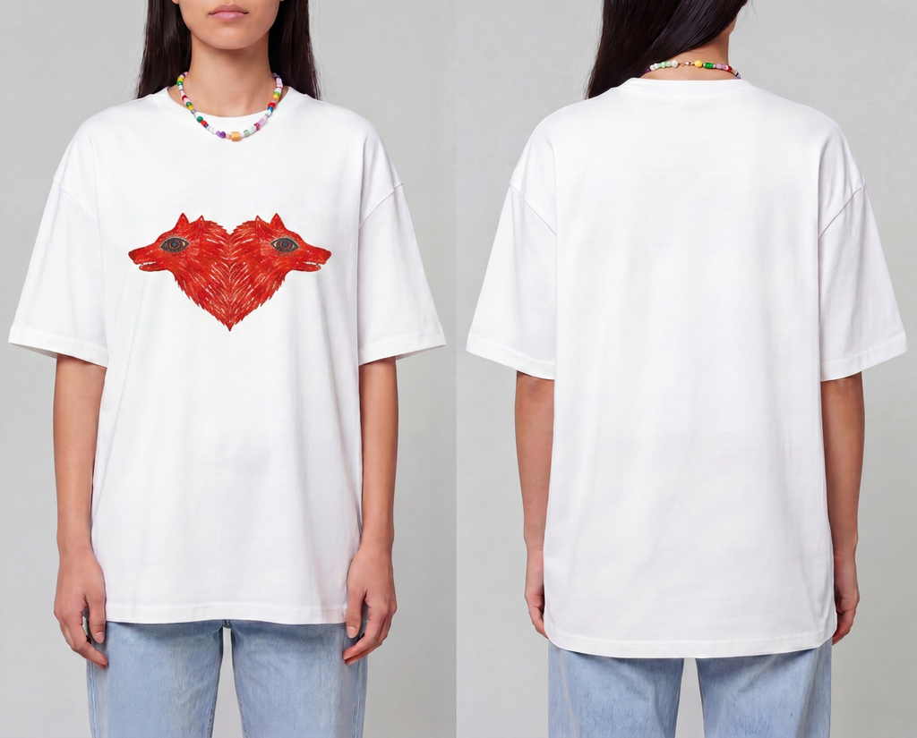 Camiseta Corazón Lobo Frontal - Blanca