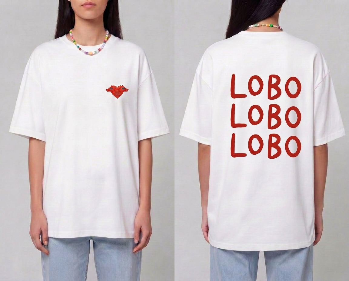 Camiseta Corazoncito Lobo Lobo Lobo - Blanca