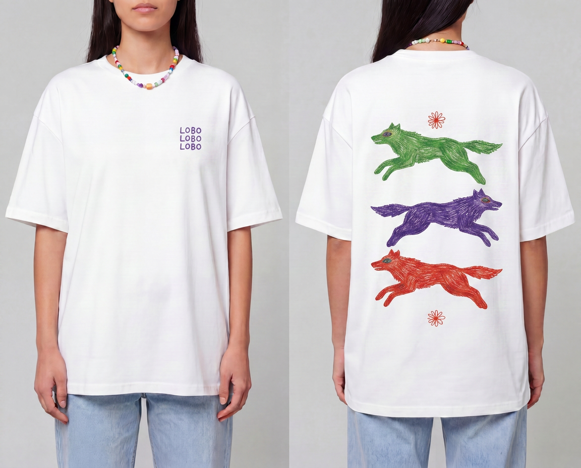 Camiseta tres lobos - Color