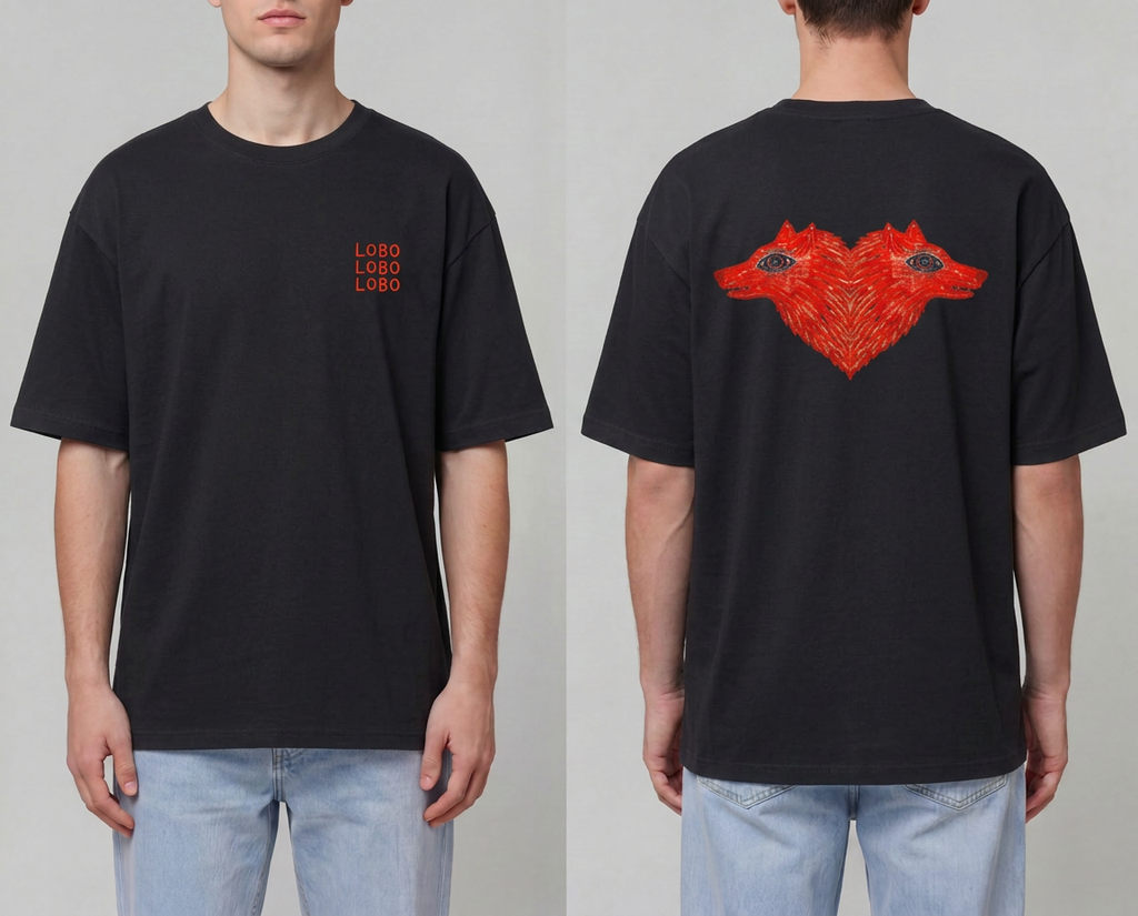 Camiseta Corazón Lobo - Negra